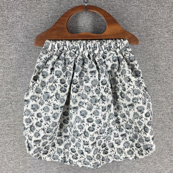 LOVESHACKFANCY MCKENNA GRAND HANDLE BAG COTTON LINEN FLORAL W/ SOLID WOOD HANDLE - Picture 2 of 11